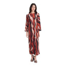 Women's Long Sleeve Geometric Print Maxi Shift Dress
