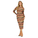 Women's Desert Tan Mesh Long Sleeve Maxi Dress
